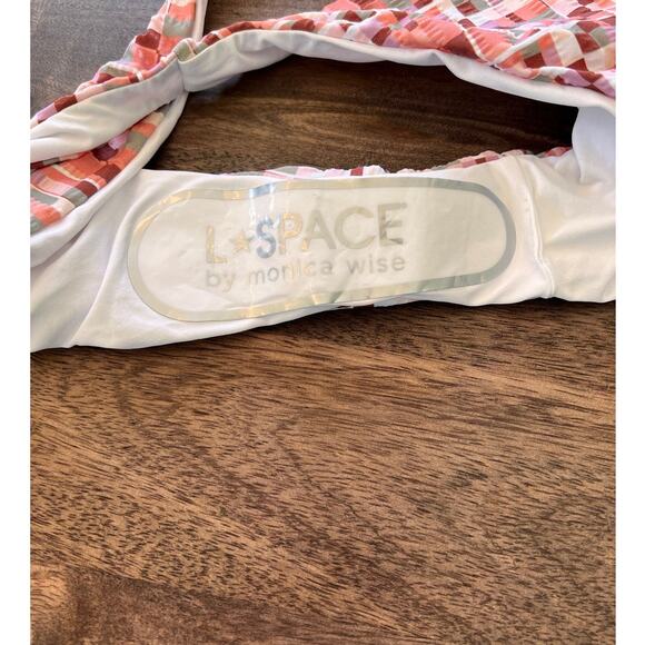 L SPACE Block Party Bikini Bottoms Sz Small Geometric Print Orange Cream White - Picture 3 of 6
